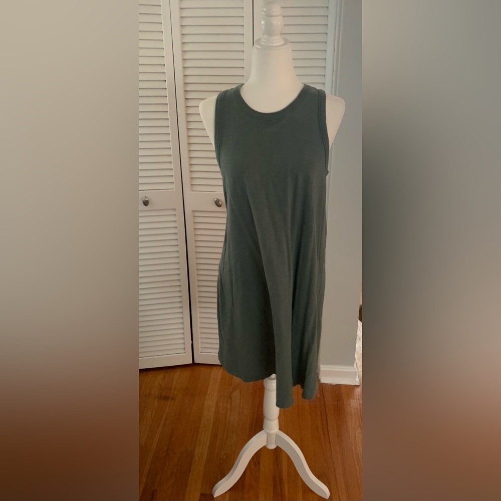 Distressed green sleeveless dress